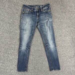 Miss Me Jeans Womens 28 Mid Rise Skinny Ankle Stretch Blue Denim 30 Inseam